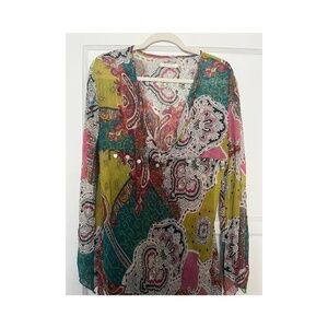 Boho Beaded BLUOLTRE Tunic Cover semi sheer hankerchief hem Gypsy beach